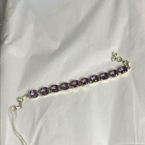 Vintage Purple Amethyst Sterling Silver Bracelet 925 - Picture 2 of 5